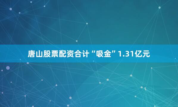 唐山股票配资合计“吸金”1.31亿元